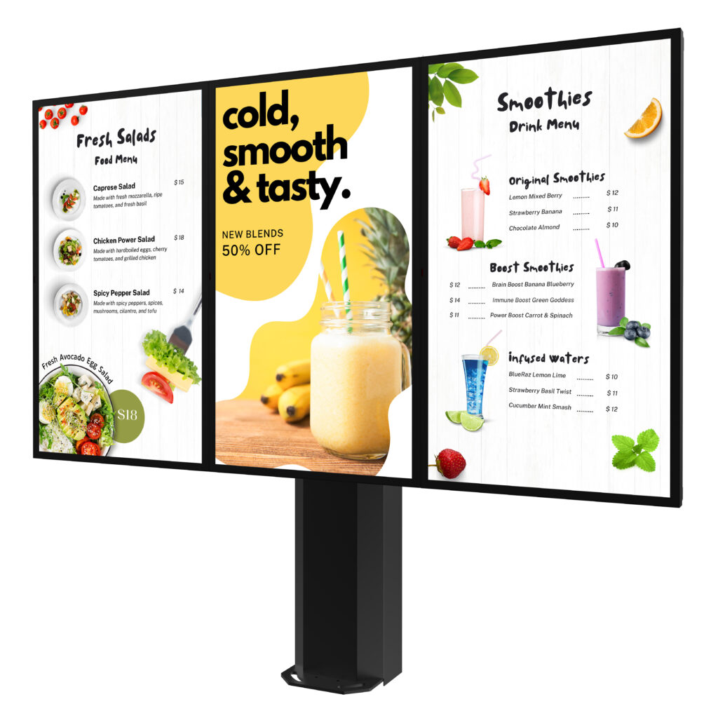 KOF555 Outdoor Digital Menu Board smoothie three-screen
