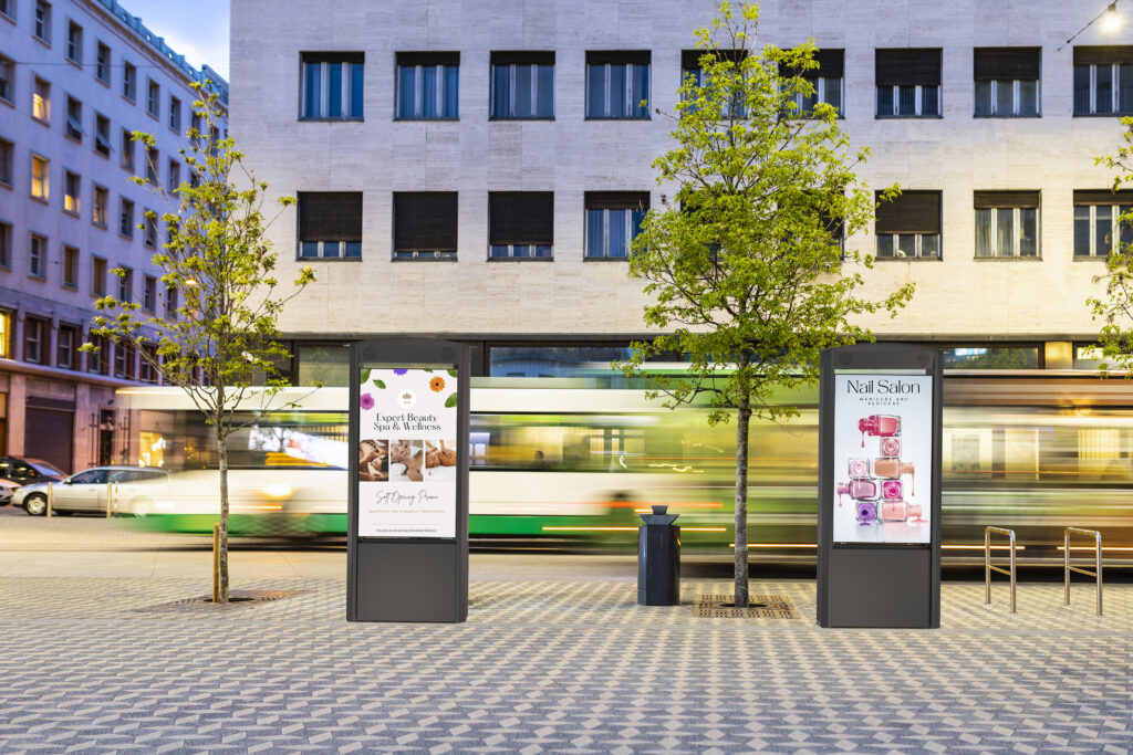 Two Outdoor Smart City Kiosks retail outdoor AV solutions