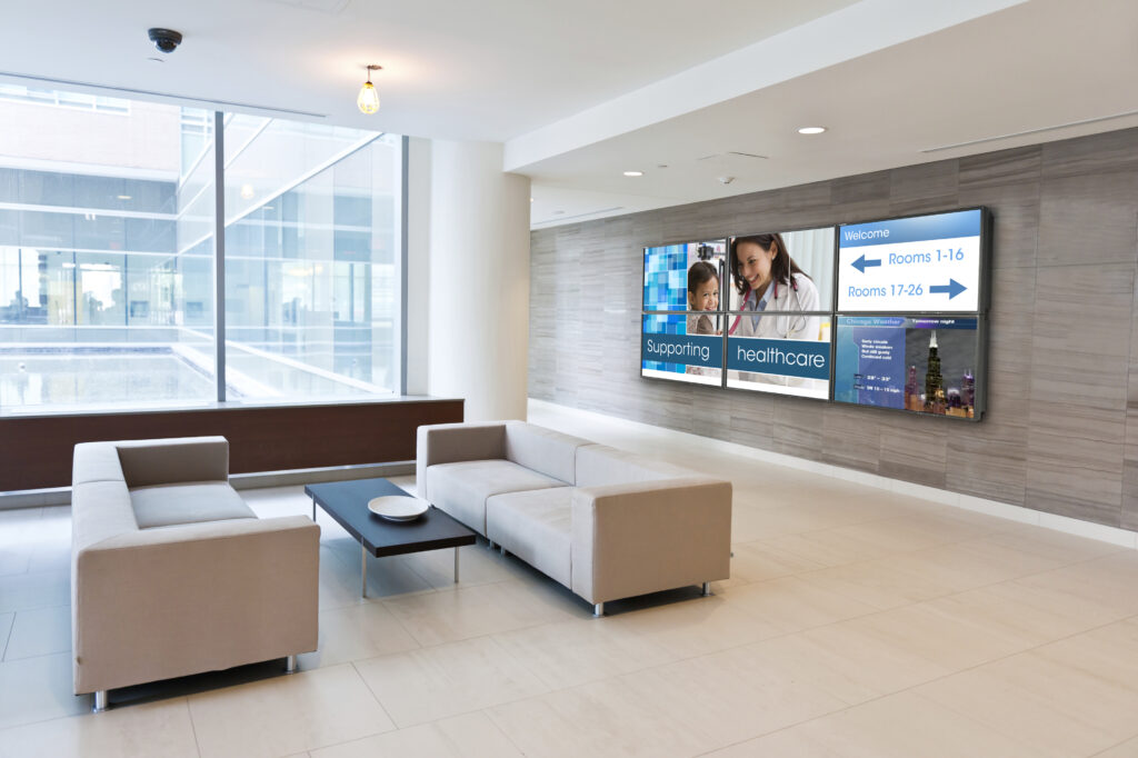 video wall mount healthcare lobby