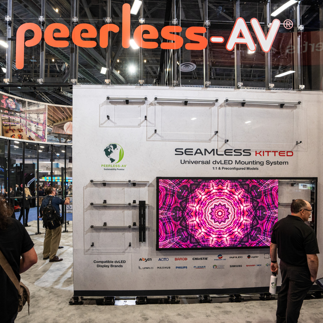 Peerless-AV booth digital signage